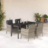 vidaXL 3-Piece Garden Lounge Set with Cushions Poly Rattan Light Grey