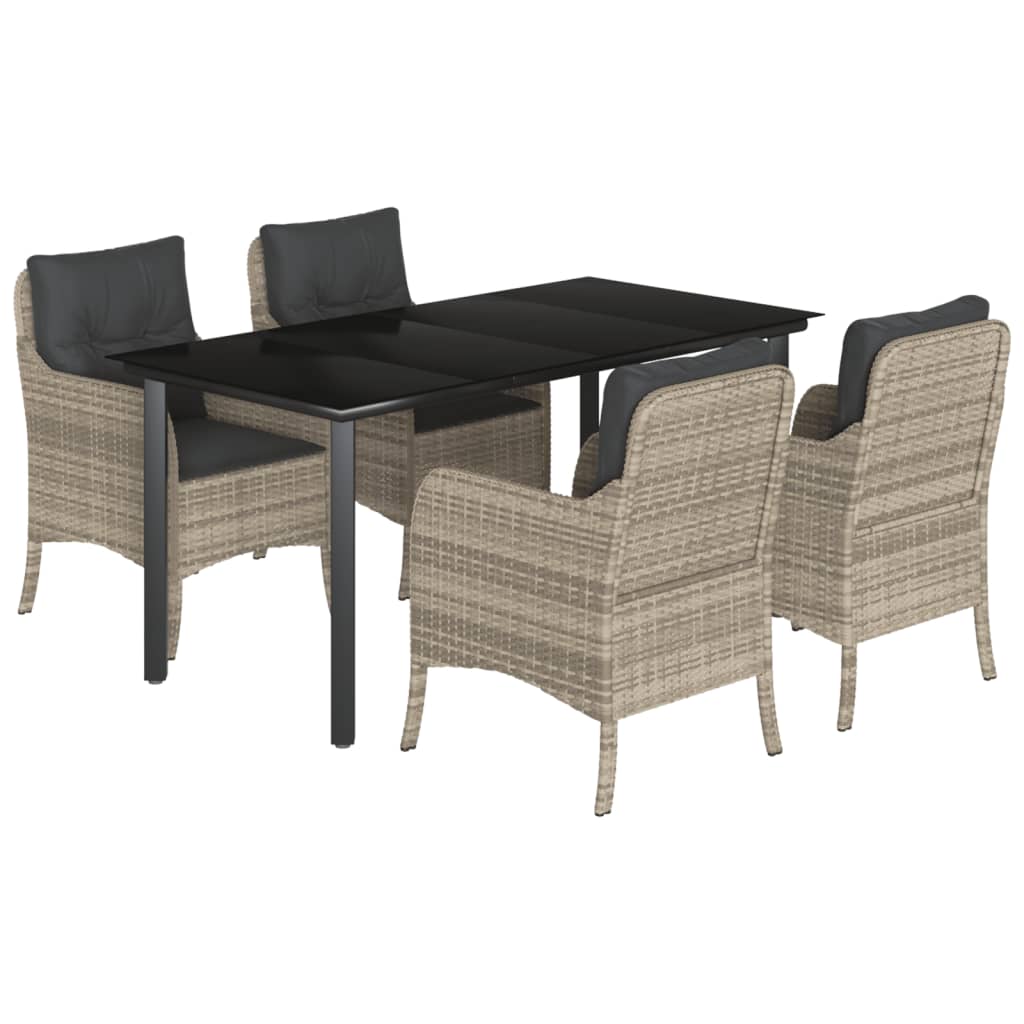 vidaXL 3-Piece Garden Lounge Set with Cushions Poly Rattan Light Grey