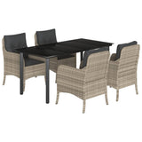 vidaXL 3-Piece Garden Lounge Set with Cushions Poly Rattan Light Grey
