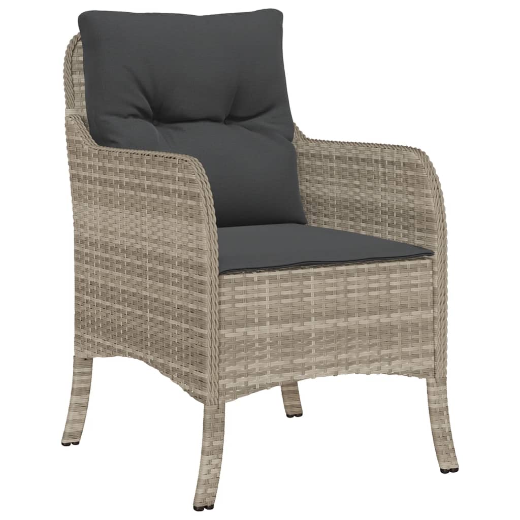 vidaXL 3-Piece Garden Lounge Set with Cushions Poly Rattan Light Grey