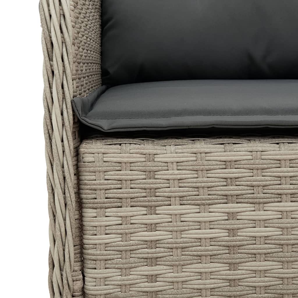 vidaXL 3-Piece Garden Lounge Set with Cushions Poly Rattan Light Grey