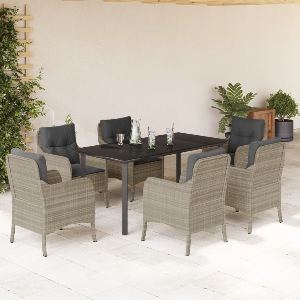 vidaXL 3-Piece Garden Lounge Set with Cushions Poly Rattan Light Grey