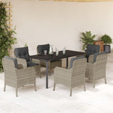 vidaXL 3-Piece Garden Lounge Set with Cushions Poly Rattan Light Grey