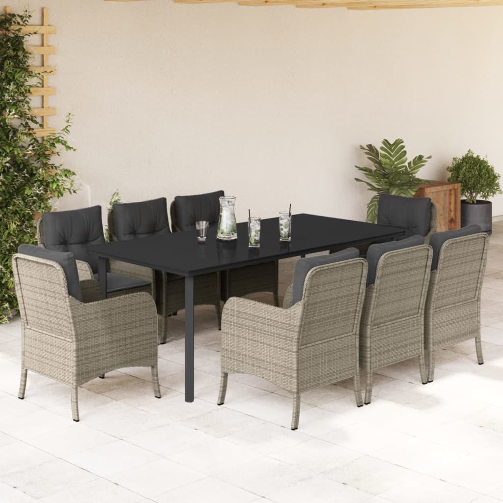 vidaXL 3-Piece Garden Lounge Set with Cushions Poly Rattan Light Grey