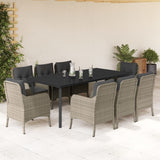 vidaXL 3-Piece Garden Lounge Set with Cushions Poly Rattan Light Grey