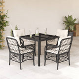 vidaXL 3-delige Bistroset met kussens poly rattan zwart