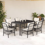 vidaXL 3-delige Bistroset met kussens poly rattan zwart