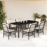 vidaXL 3-delige Bistroset met kussens poly rattan zwart