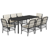 vidaXL 3-delige Bistroset met kussens poly rattan zwart