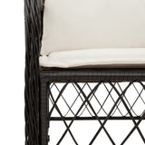 vidaXL 3-delige Bistroset met kussens poly rattan zwart