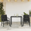 vidaXL 3-delige Bistroset met kussens poly rattan zwart
