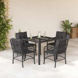 vidaXL 3-delige Bistroset met kussens poly rattan zwart