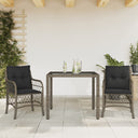 vidaXL 3-delige Bistroset met kussens poly rattan zwart