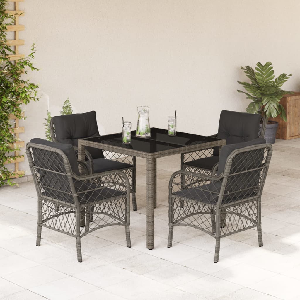 vidaXL 3-delige Bistroset met kussens poly rattan zwart