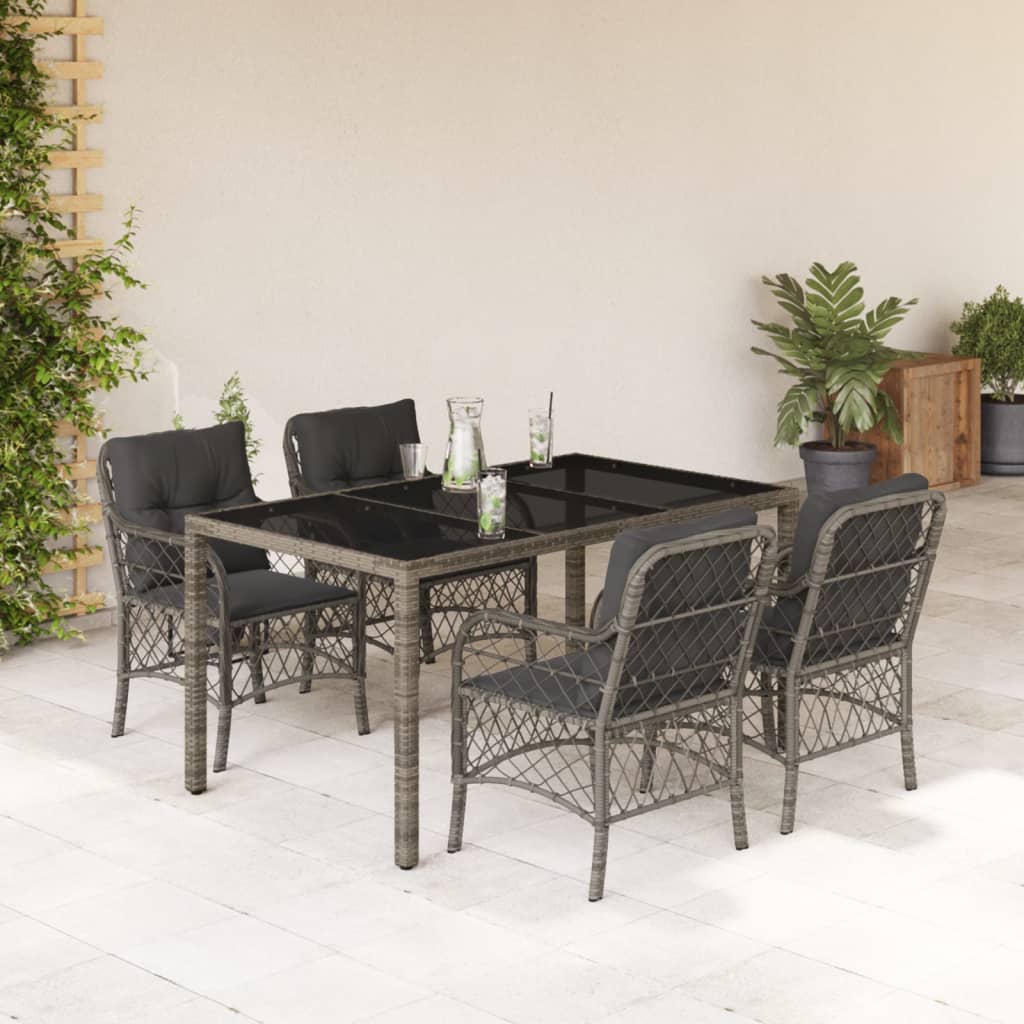 vidaXL 3-delige Bistroset met kussens poly rattan zwart