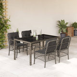 vidaXL 3-delige Bistroset met kussens poly rattan zwart