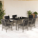 vidaXL 3-delige Bistroset met kussens poly rattan zwart
