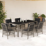 vidaXL 3-delige Bistroset met kussens poly rattan zwart