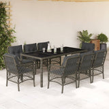 vidaXL 3-delige Bistroset met kussens poly rattan zwart