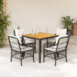 vidaXL 3-delige Bistroset met kussens poly rattan zwart