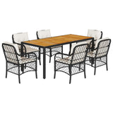 vidaXL 3-delige Bistroset met kussens poly rattan zwart