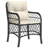 vidaXL 3-delige Bistroset met kussens poly rattan zwart