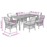 vidaXL 3-delige Bistroset met kussens poly rattan zwart
