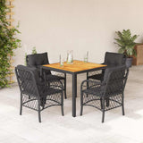 vidaXL 3-delige Bistroset met kussens poly rattan zwart
