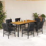 vidaXL 3-delige Bistroset met kussens poly rattan zwart