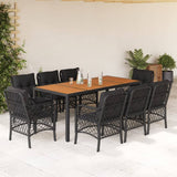 vidaXL 3-delige Bistroset met kussens poly rattan zwart