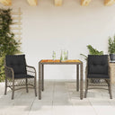 vidaXL 3-delige Bistroset met kussens poly rattan zwart