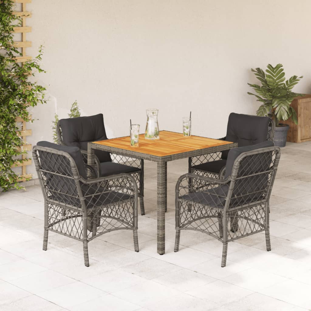 vidaXL 3-delige Bistroset met kussens poly rattan zwart
