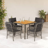 vidaXL 3-delige Bistroset met kussens poly rattan zwart
