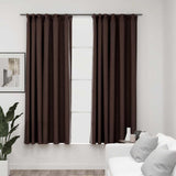 vidaXL Linen-Look Blackout Curtains with Hooks 2 pcs 140x175 cm Black