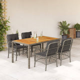 vidaXL 3-delige Bistroset met kussens poly rattan zwart