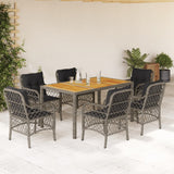 vidaXL 3-delige Bistroset met kussens poly rattan zwart
