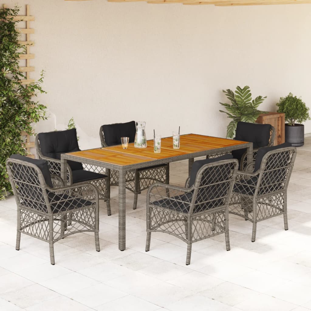 vidaXL 3-delige Bistroset met kussens poly rattan zwart