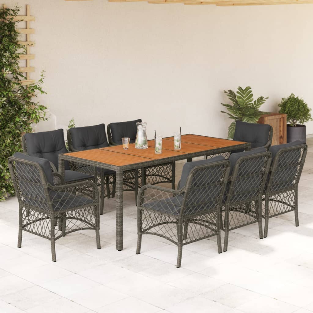 vidaXL 3-delige Bistroset met kussens poly rattan zwart
