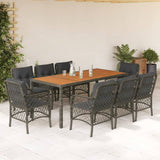 vidaXL 3-delige Bistroset met kussens poly rattan zwart