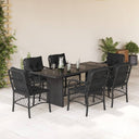 vidaXL 7-delige Tuinset met kussens poly rattan zwart