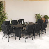vidaXL 7-delige Tuinset met kussens poly rattan zwart