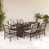 vidaXL 7-delige Tuinset met kussens poly rattan zwart