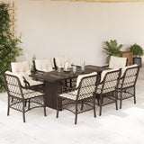 vidaXL 7-delige Tuinset met kussens poly rattan zwart