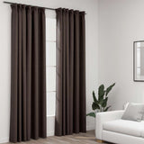 vidaXL Linen-Look Blackout Curtains with Hooks 2 pcs 140x175 cm Black