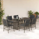 vidaXL 7-delige Tuinset met kussens poly rattan zwart