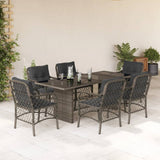 vidaXL 7-delige Tuinset met kussens poly rattan zwart