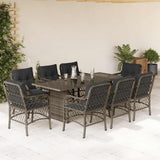vidaXL 7-delige Tuinset met kussens poly rattan zwart