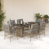 vidaXL 7-delige Tuinset met kussens poly rattan zwart