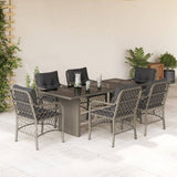 vidaXL 7-delige Tuinset met kussens poly rattan zwart