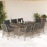 vidaXL 7-delige Tuinset met kussens poly rattan zwart